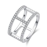 Simple Style Geometric Sterling Silver Rhodium Plated Silver Plated Moissanite Rings In Bulk main image 2