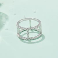 Simple Style Geometric Sterling Silver Rhodium Plated Silver Plated Moissanite Rings In Bulk main image 4