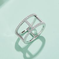 Simple Style Geometric Sterling Silver Rhodium Plated Silver Plated Moissanite Rings In Bulk main image 1