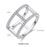 Simple Style Geometric Sterling Silver Rhodium Plated Silver Plated Moissanite Rings In Bulk sku image 1