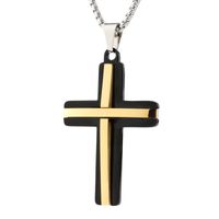 Vacation Rock Streetwear Cross Stainless Steel Plating 24k Gold Plated Unisex Pendant Necklace sku image 2