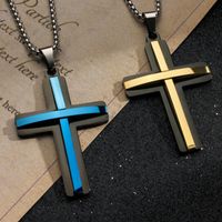 Vacation Rock Streetwear Cross Stainless Steel Plating 24k Gold Plated Unisex Pendant Necklace main image 1