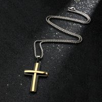 Vacation Rock Streetwear Cross Stainless Steel Plating 24k Gold Plated Unisex Pendant Necklace main image 5
