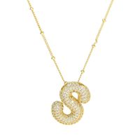 Simple Style Classic Style Letter Copper 18k Gold Plated Pendant Necklace In Bulk sku image 16