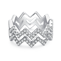 Elegant Klassischer Stil Einfarbig Sterling Silber Überzogen Mit Rhodium Moissanit Ringe In Masse main image 5