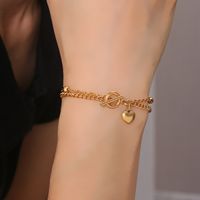 Style Simple Forme De Cœur Acier Inoxydable Toggle Bracelets main image 7