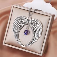 Casual Punk Wings Stainless Steel Alloy Glass Women's Pendant Necklace main image 3