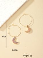 1 Pair Ig Style Retro Simple Style Round Moon Plating Alloy Drop Earrings main image 7