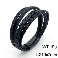 Classic Style Commute Solid Color Pu Leather Braid Men's Bangle sku image 1