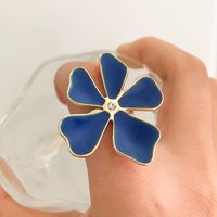 304 Stainless Steel 14K Gold Plated Elegant Sweet Enamel Plating Inlay Flower Zircon Open Rings main image 5