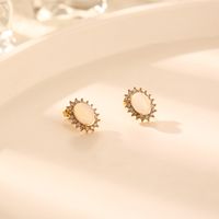 1 Pair Elegant Vintage Style French Style Oval Plating Inlay 304 Stainless Steel Opal Zircon 18K Gold Plated Ear Studs main image 6