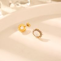 1 Pair Elegant Vintage Style French Style Oval Plating Inlay 304 Stainless Steel Opal Zircon 18K Gold Plated Ear Studs main image 3