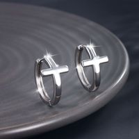 1 Pair Xuping Simple Style Cross Plating Alloy White Gold Plated Earrings main image 4