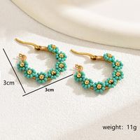 1 Pair Vacation Flower Plating 201 Stainless Steel Plastic 18K Gold Plated Hoop Earrings sku image 2