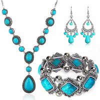 Retro Geometric Alloy Turquoise Wholesale Bracelets Earrings Necklace sku image 7