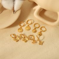 1 Pair Vintage Style Sun Bee Butterfly Polishing Plating 304 Stainless Steel Drop Earrings main image 5