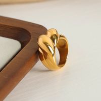 Lässig Einfacher Stil Einfarbig Titan Stahl Überzug 18 Karat Vergoldet Ringe main image 6