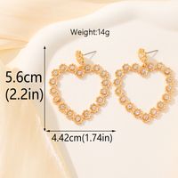2 Pieces Glam Lady Heart Shape Plating Inlay Alloy Glass 14k Gold Plated Drop Earrings main image 2