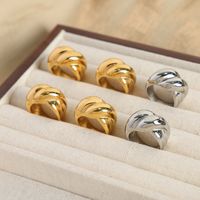 Casual Simple Style Solid Color Titanium Steel Plating 18k Gold Plated Rings main image 1