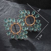 1 Pair Glam Lady Geometric Plating Inlay Alloy Artificial Gemstones 18k Gold Plated Ear Studs main image 5