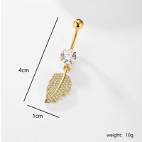Fashion Leaf Devil's Eye Butterfly Stainless Steel Plating Zircon 18k Gold Plated Belly Ring sku image 3