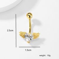 Fashion Leaf Devil's Eye Butterfly Stainless Steel Plating Zircon 18k Gold Plated Belly Ring sku image 2