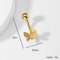 Fashion Leaf Devil's Eye Butterfly Stainless Steel Plating Zircon 18k Gold Plated Belly Ring sku image 1