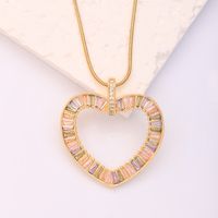 Cute Sweet Clouds Rainbow Heart Shape Artificial Crystal Titanium Steel Copper Plating Inlay Zircon 18k Gold Plated Women's Pendant Necklace main image 4