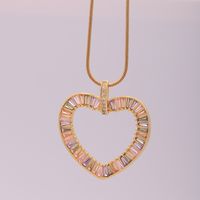 Cute Sweet Clouds Rainbow Heart Shape Artificial Crystal Titanium Steel Copper Plating Inlay Zircon 18k Gold Plated Women's Pendant Necklace main image 5
