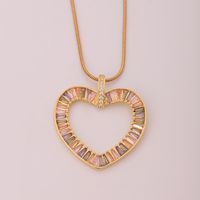 Cute Sweet Clouds Rainbow Heart Shape Artificial Crystal Titanium Steel Copper Plating Inlay Zircon 18k Gold Plated Women's Pendant Necklace main image 6