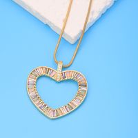 Cute Sweet Clouds Rainbow Heart Shape Artificial Crystal Titanium Steel Copper Plating Inlay Zircon 18k Gold Plated Women's Pendant Necklace main image 1