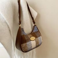 Women's Woolen Plaid Basic Vintage Style Sewing Thread Dumpling Shape Zipper Shoulder Bag Underarm Bag main image 4
