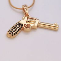 Hip-hop Rock Roman Style Pistol Artificial Crystal Steel Copper Plating Inlay Zircon 18k Gold Plated Unisex Pendant Necklace main image 4