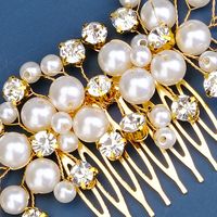 Women's Sweet Geometric Solid Color Alloy Plating Inlay Artificial Pearls Rhinestones Insert Comb main image 5