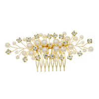 Women's Sweet Geometric Solid Color Alloy Plating Inlay Artificial Pearls Rhinestones Insert Comb main image 6