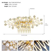 Women's Sweet Geometric Solid Color Alloy Plating Inlay Artificial Pearls Rhinestones Insert Comb sku image 1