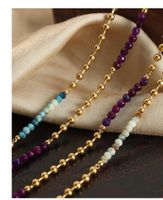 Casual Hip-hop Color Block Natural Stone Agate Titanium Steel Beaded Plating 18k Gold Plated Unisex Necklace main image 7