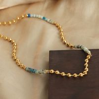 Casual Hip-hop Color Block Natural Stone Agate Titanium Steel Beaded Plating 18k Gold Plated Unisex Necklace main image 10