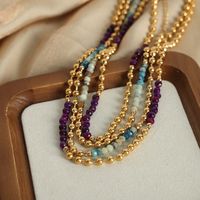 Casual Hip-hop Color Block Natural Stone Agate Titanium Steel Beaded Plating 18k Gold Plated Unisex Necklace main image 8