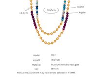 Casual Hip-hop Color Block Natural Stone Agate Titanium Steel Beaded Plating 18k Gold Plated Unisex Necklace main image 2