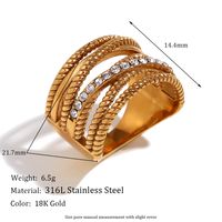 Simple Style Classic Style Cross Solid Color Stainless Steel Plating Inlay Rhinestones 18k Gold Plated Rings sku image 6
