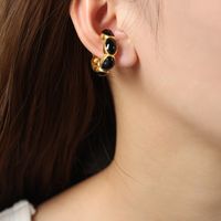 1 Pair Vacation Simple Style Color Block Enamel Plating Titanium Steel 18k Gold Plated Ear Cuffs main image 3