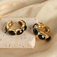 1 Pair Vacation Simple Style Color Block Enamel Plating Titanium Steel 18k Gold Plated Ear Cuffs main image 5
