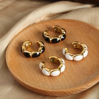 1 Pair Vacation Simple Style Color Block Enamel Plating Titanium Steel 18k Gold Plated Ear Cuffs main image 1