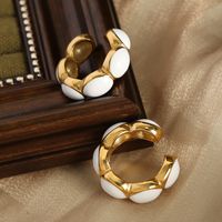 1 Pair Vacation Simple Style Color Block Enamel Plating Titanium Steel 18k Gold Plated Ear Cuffs main image 7