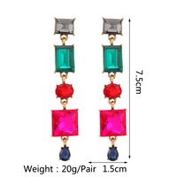1 Pair Elegant Punk Square Tassel Plating Inlay Zinc Alloy Glass Dangling Earrings main image 2