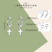 1 Pair Simple Style Cross Plating Sterling Silver Silver Plated Drop Earrings main image 2