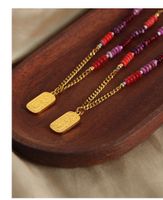 Chinoiserie Vintage Style Chinese Character Natural Stone Titanium Steel Beaded Plating Carving 18k Gold Plated Unisex Pendant Necklace main image 7