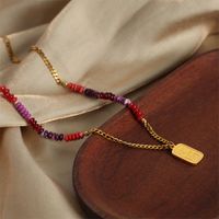 Chinoiserie Vintage Style Chinese Character Natural Stone Titanium Steel Beaded Plating Carving 18k Gold Plated Unisex Pendant Necklace main image 8