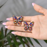 1 Pair Elegant Glam Butterfly Plating Inlay Alloy Rhinestones Ear Studs main image 5
